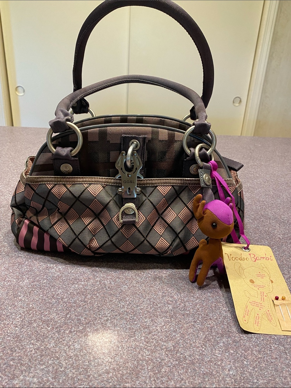 Adorable NWT George Gina & Lucy Patterned Satchel with Voodoo Bambi Charm 🦌 ❤️